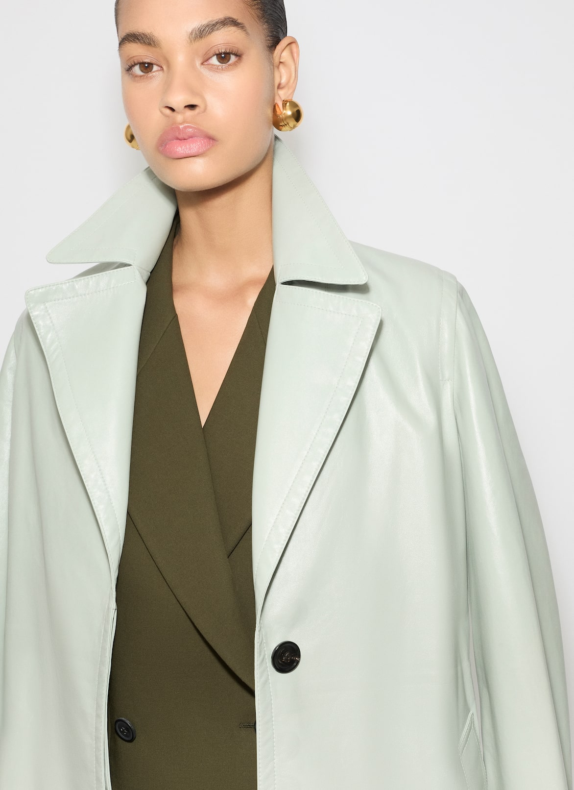 LEATHER TRENCH ALAÏA GREEN LEATHER TRENCH